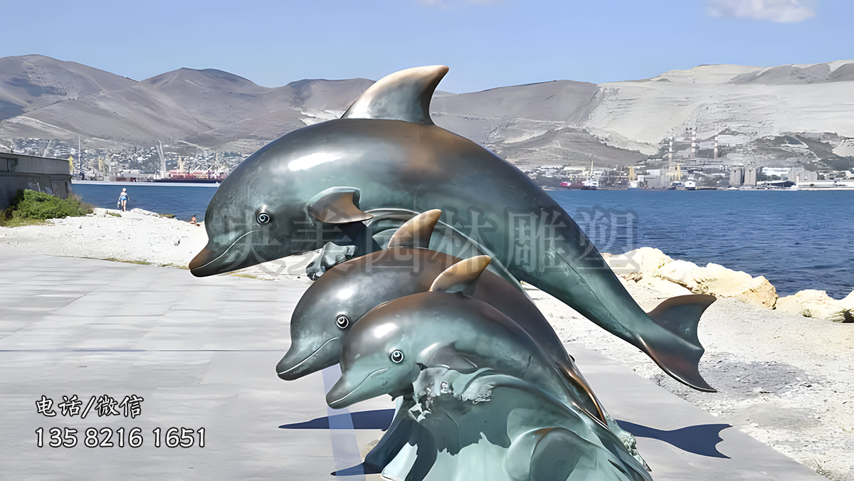 鑄銅海豚雕塑