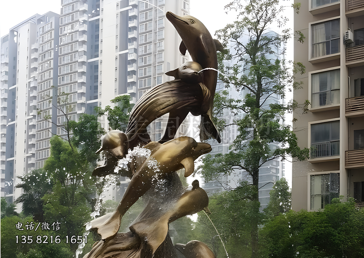 黃銅海豚雕塑