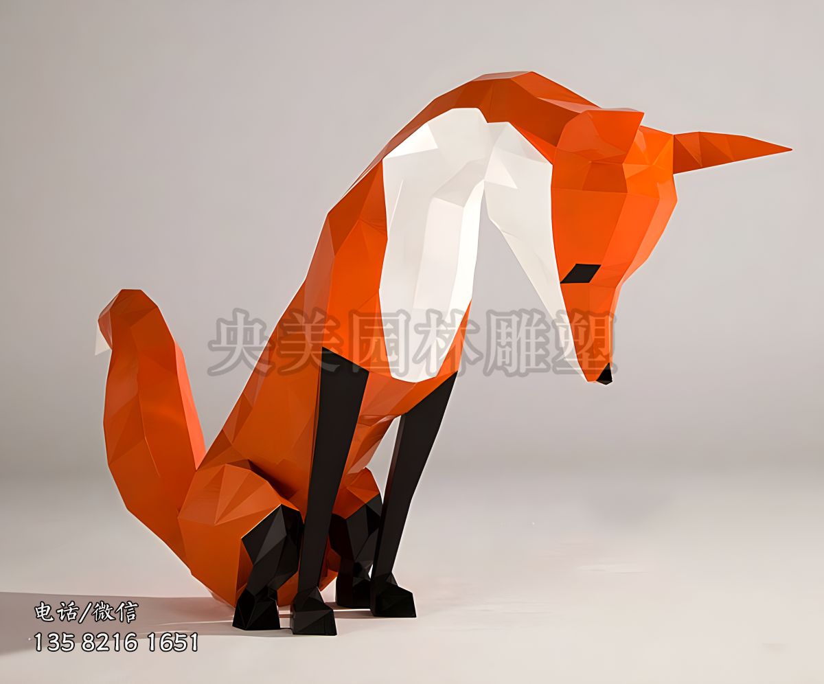 切換狐貍不銹鋼雕塑