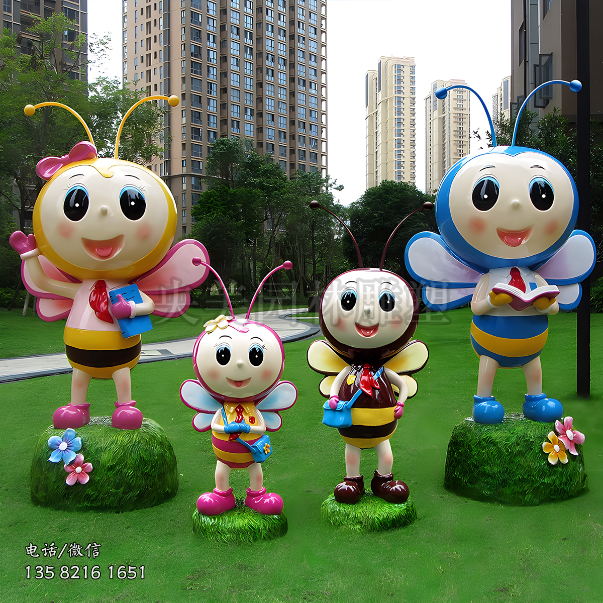 玻璃鋼卡通蜜蜂公仔擺件