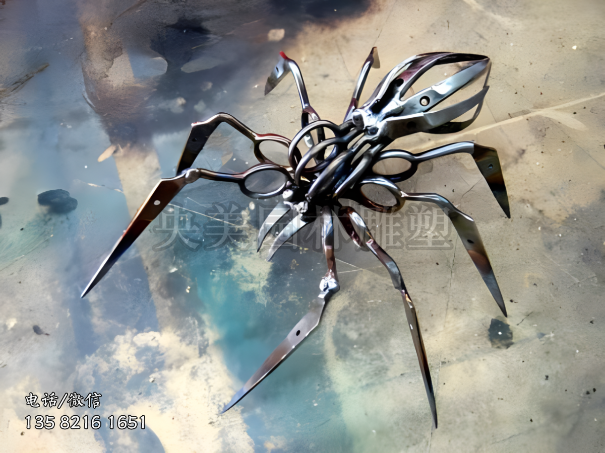 不銹鋼機械造型蜘蛛雕塑