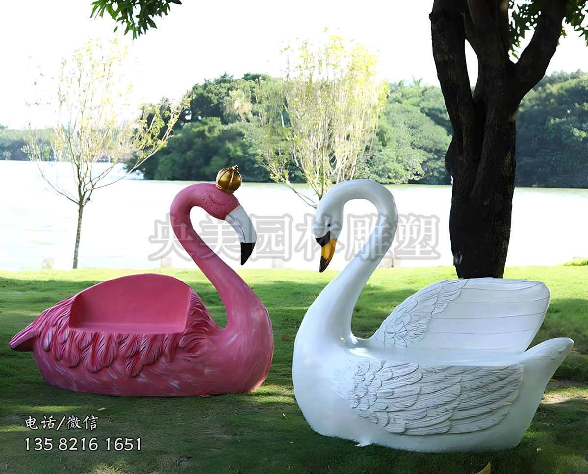 玻璃鋼天鵝座椅雕塑