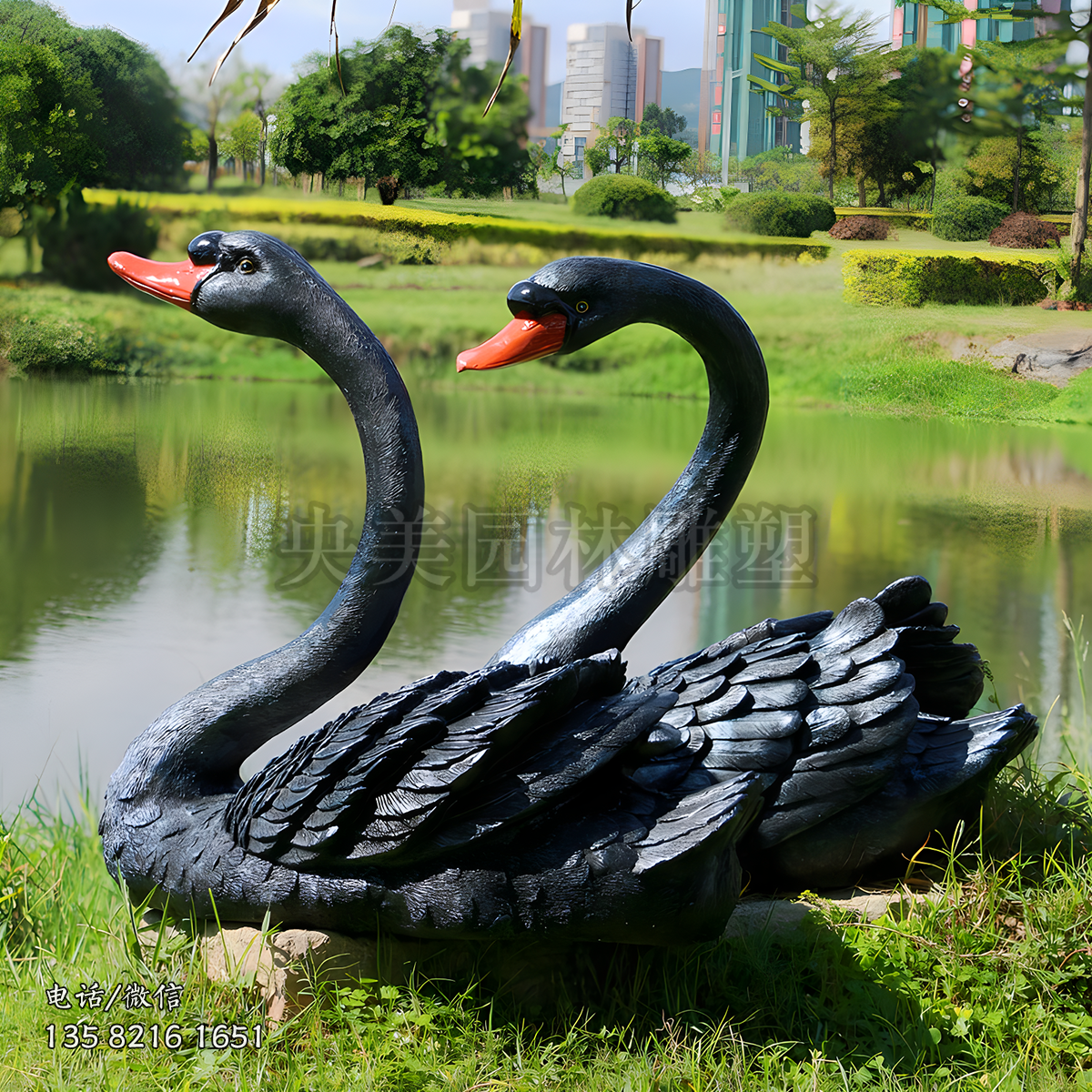 玻璃鋼仿真黑天鵝雕塑