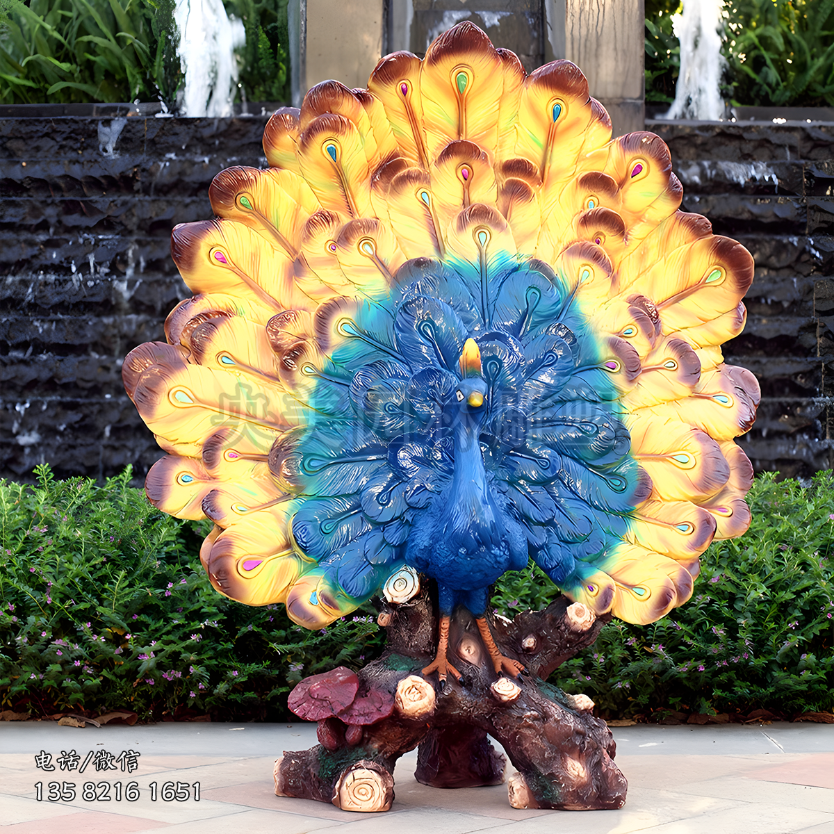玻璃鋼孔雀開(kāi)屏仿真動(dòng)物雕塑