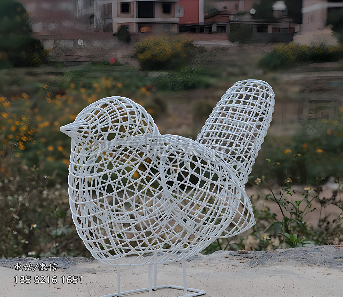 不銹鋼網(wǎng)格編織小鳥雕塑