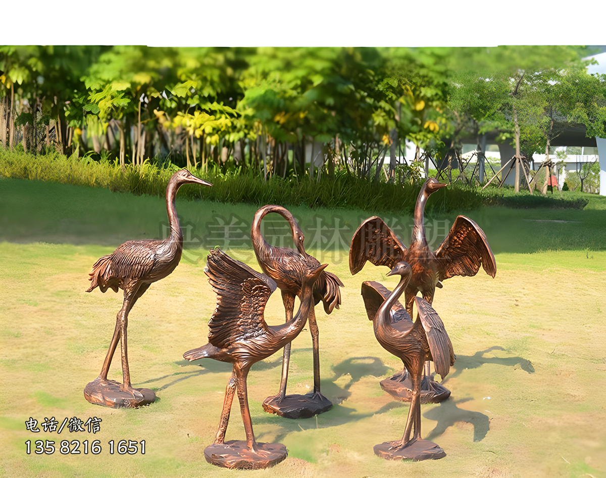 玻璃鋼仿紫銅仙鶴雕塑