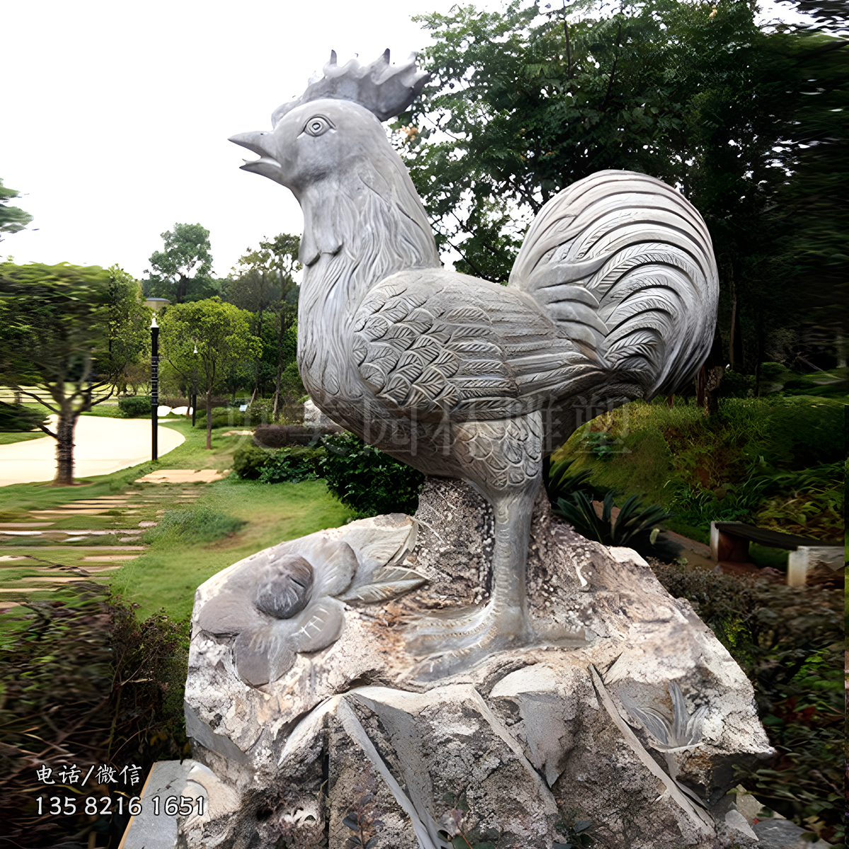 大理石石雕公雞雕塑