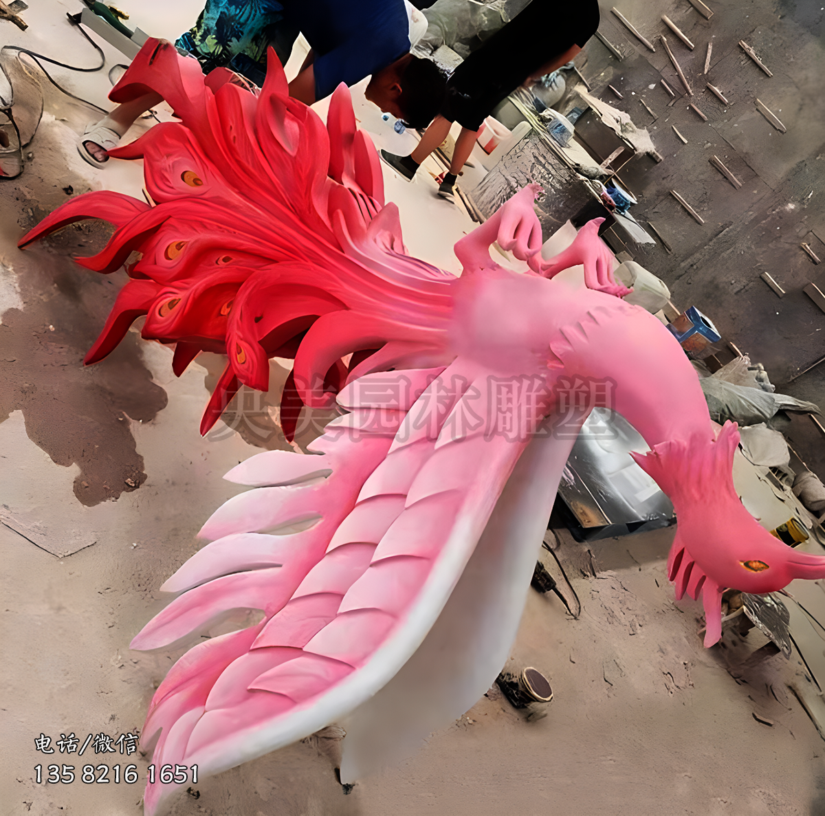 彩繪玻璃鋼鳳凰雕塑