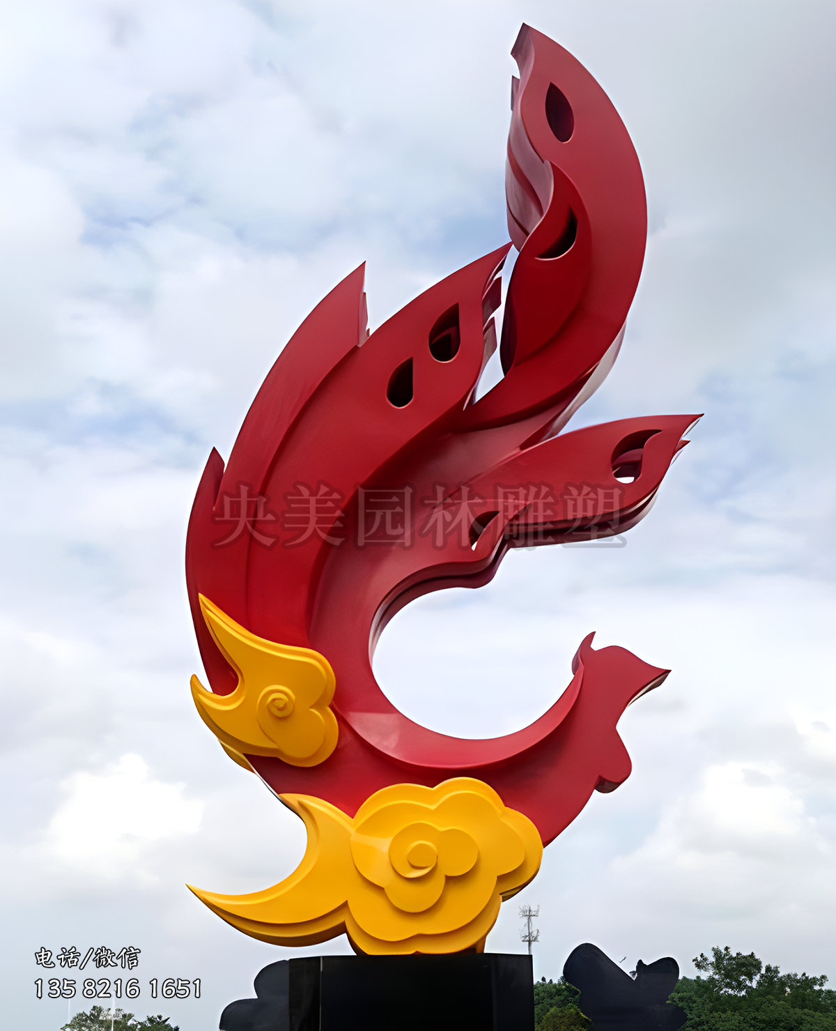祥云、鳳凰不銹鋼抽象景觀雕塑