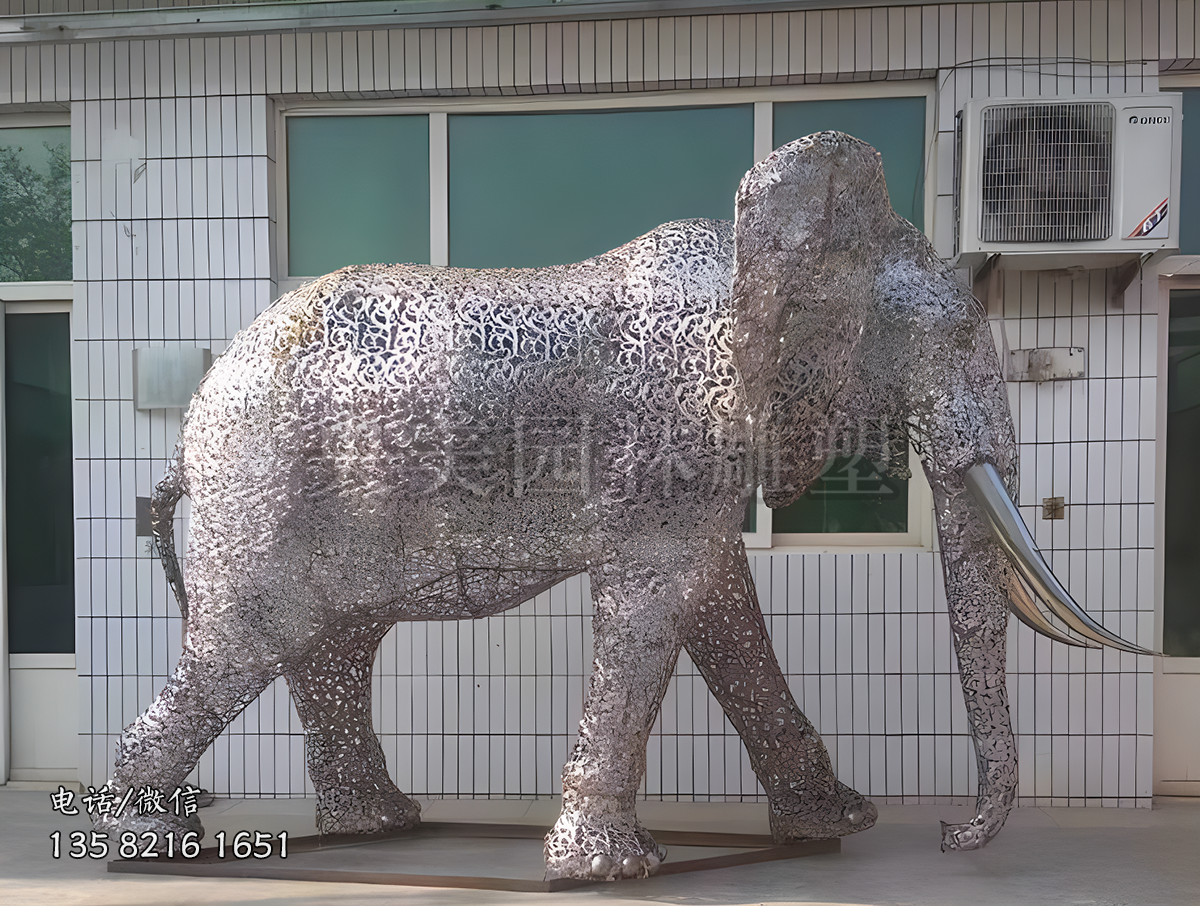 鏤空不銹鋼雕塑大象