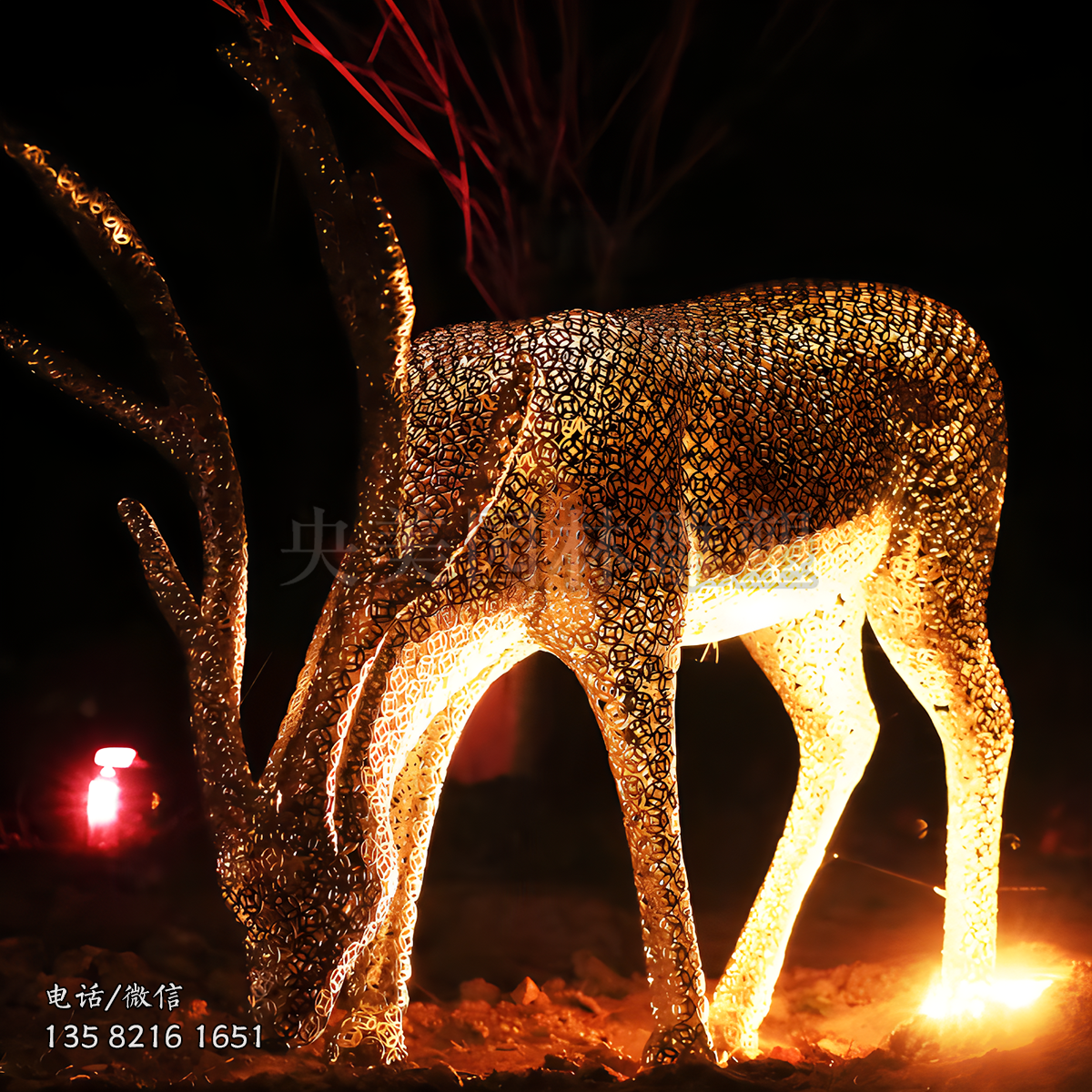 不銹鋼扣款發(fā)光梅花鹿雕塑擺件