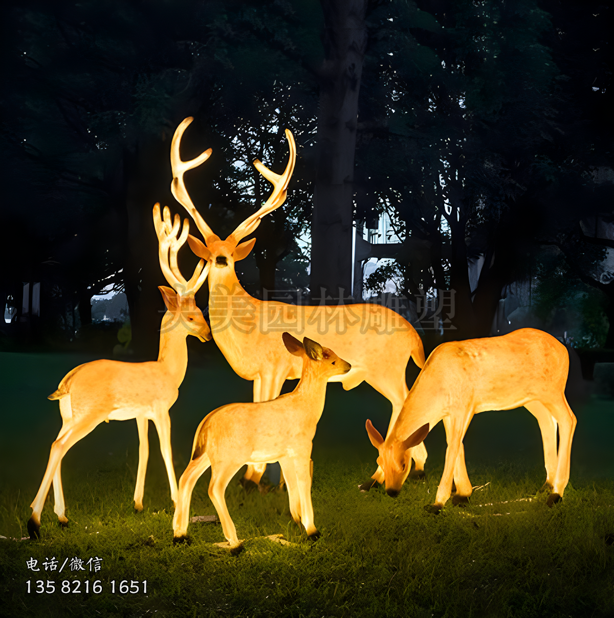 發(fā)光梅花鹿玻璃鋼仿真動物雕塑