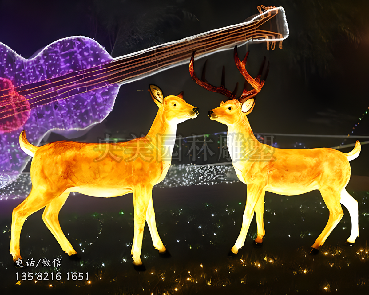 透光玻璃鋼發(fā)光梅花鹿雕塑