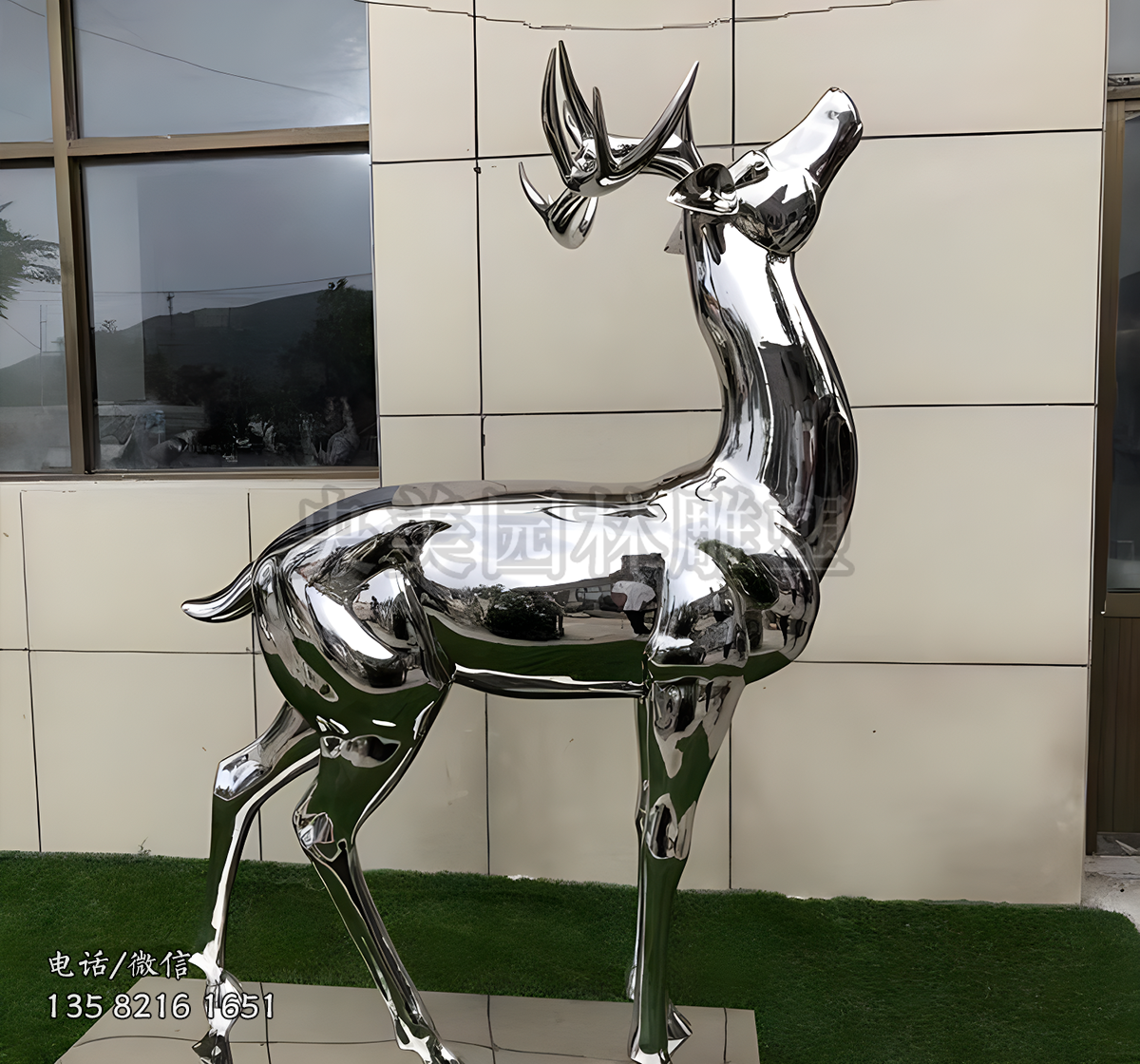 鏡面鹿不銹鋼雕塑擺件