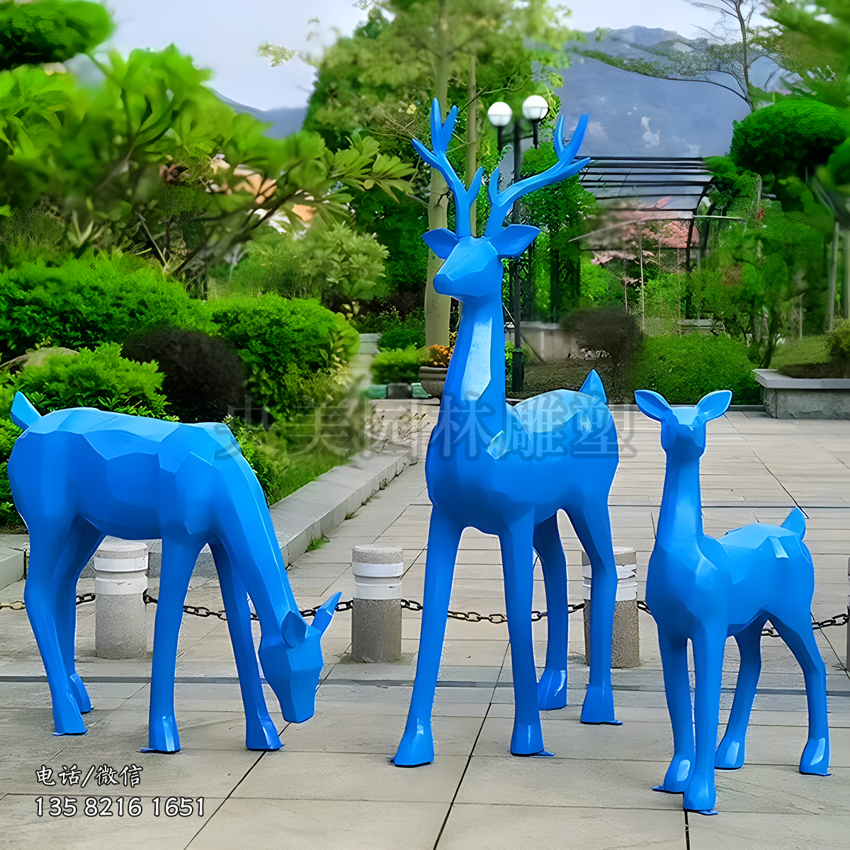 玻璃鋼幾何塊面鹿雕塑