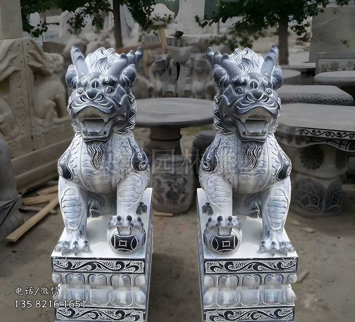 陵園墓地圣獸麒麟石雕