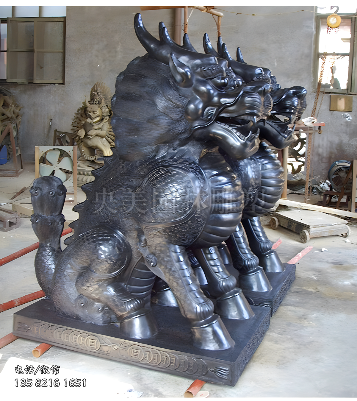 祥瑞麒麟坐姿銅雕塑