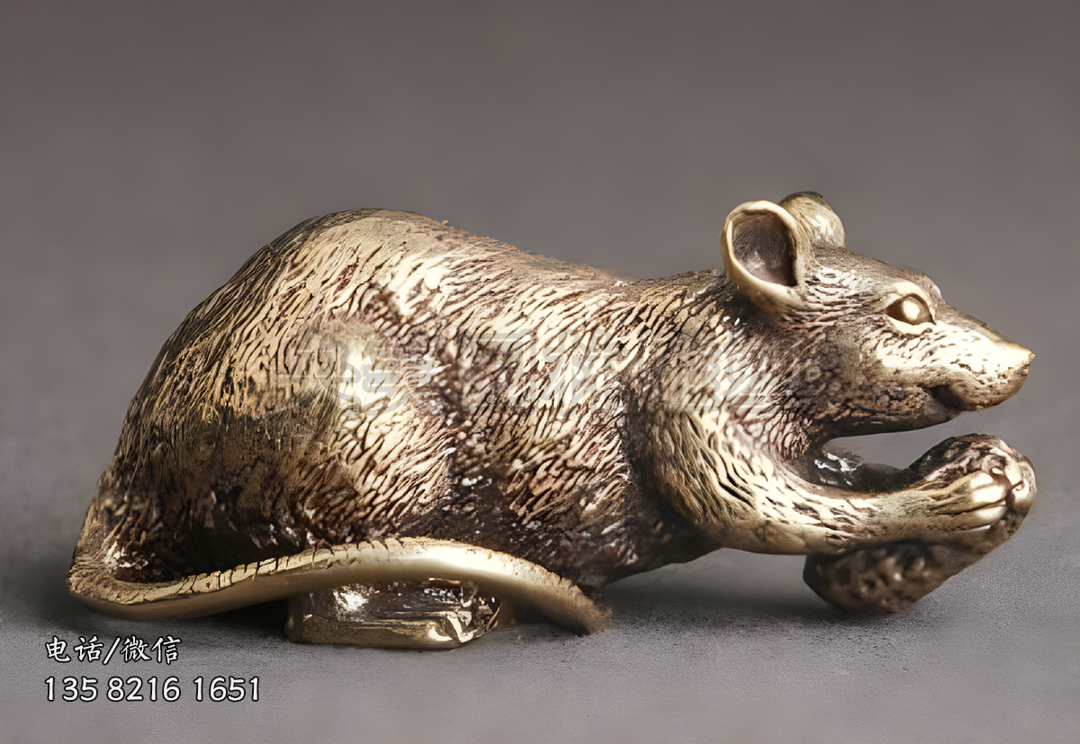 啃花生的銅雕老鼠