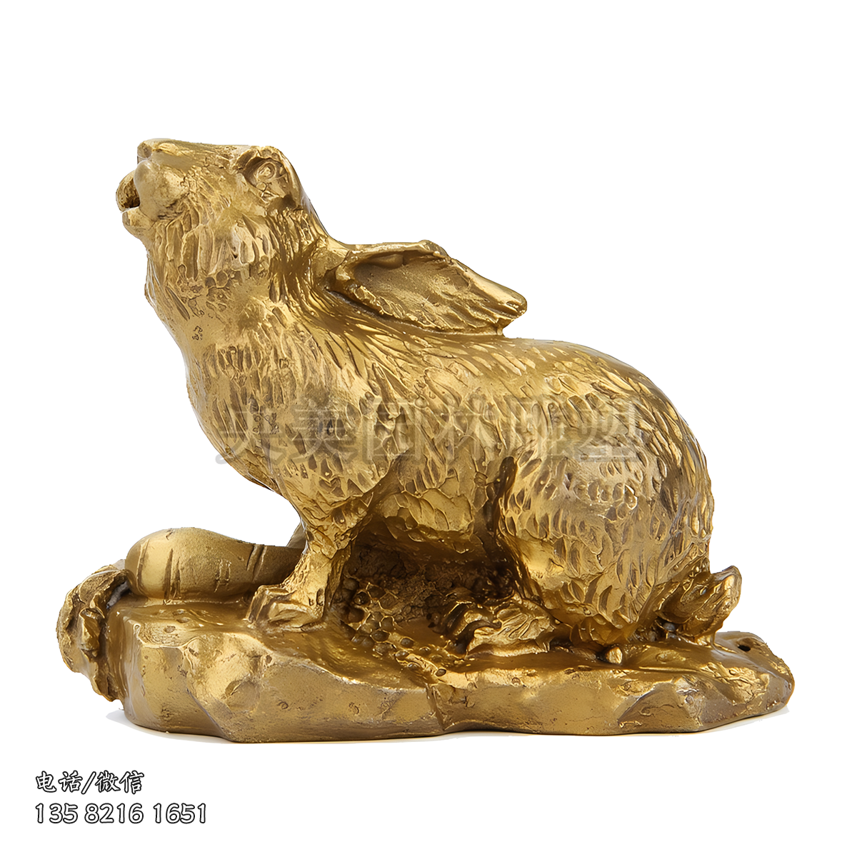 純銅鑄造兔子雕塑擺件