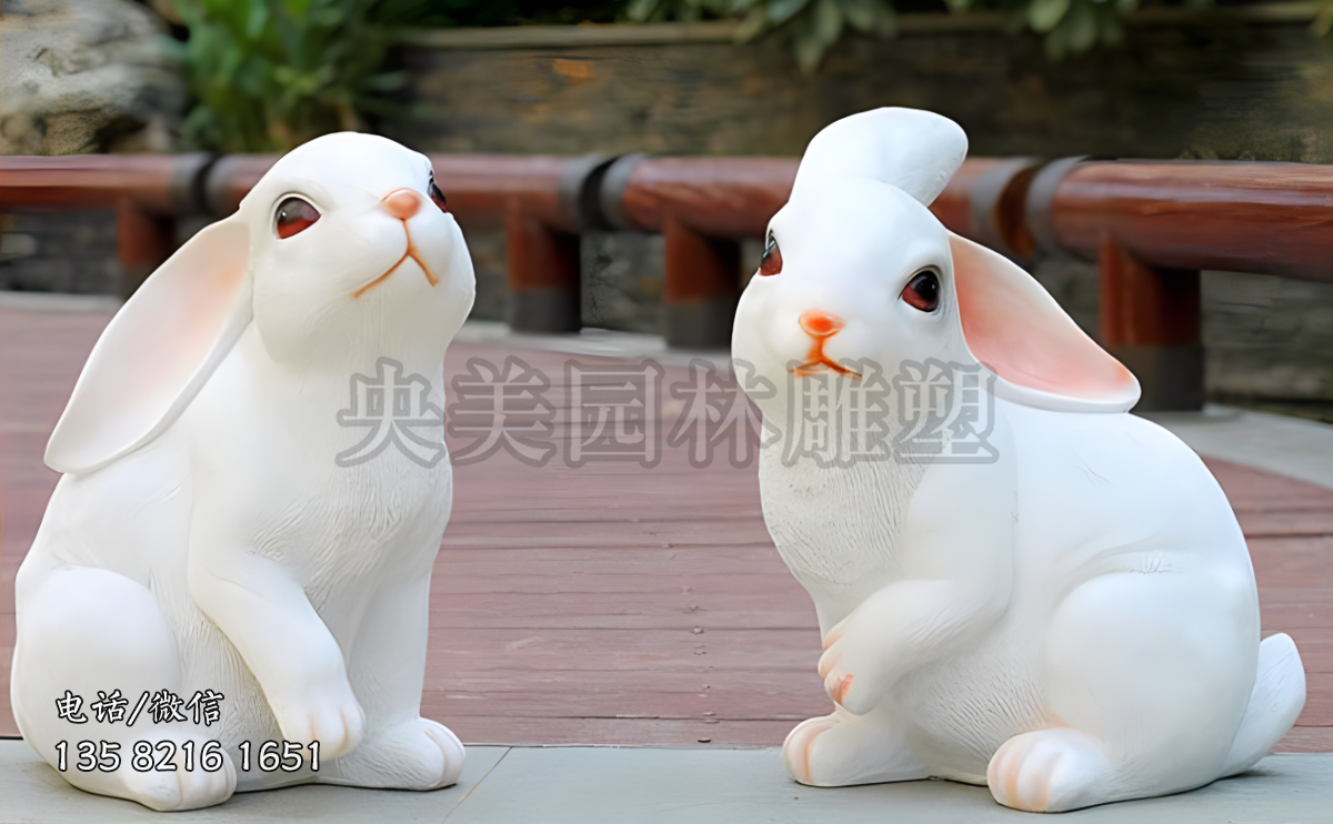 玻璃鋼仿真兔子雕塑擺件