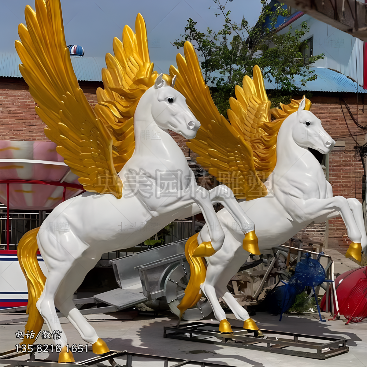 玻璃鋼拼色飛馬動(dòng)物雕塑