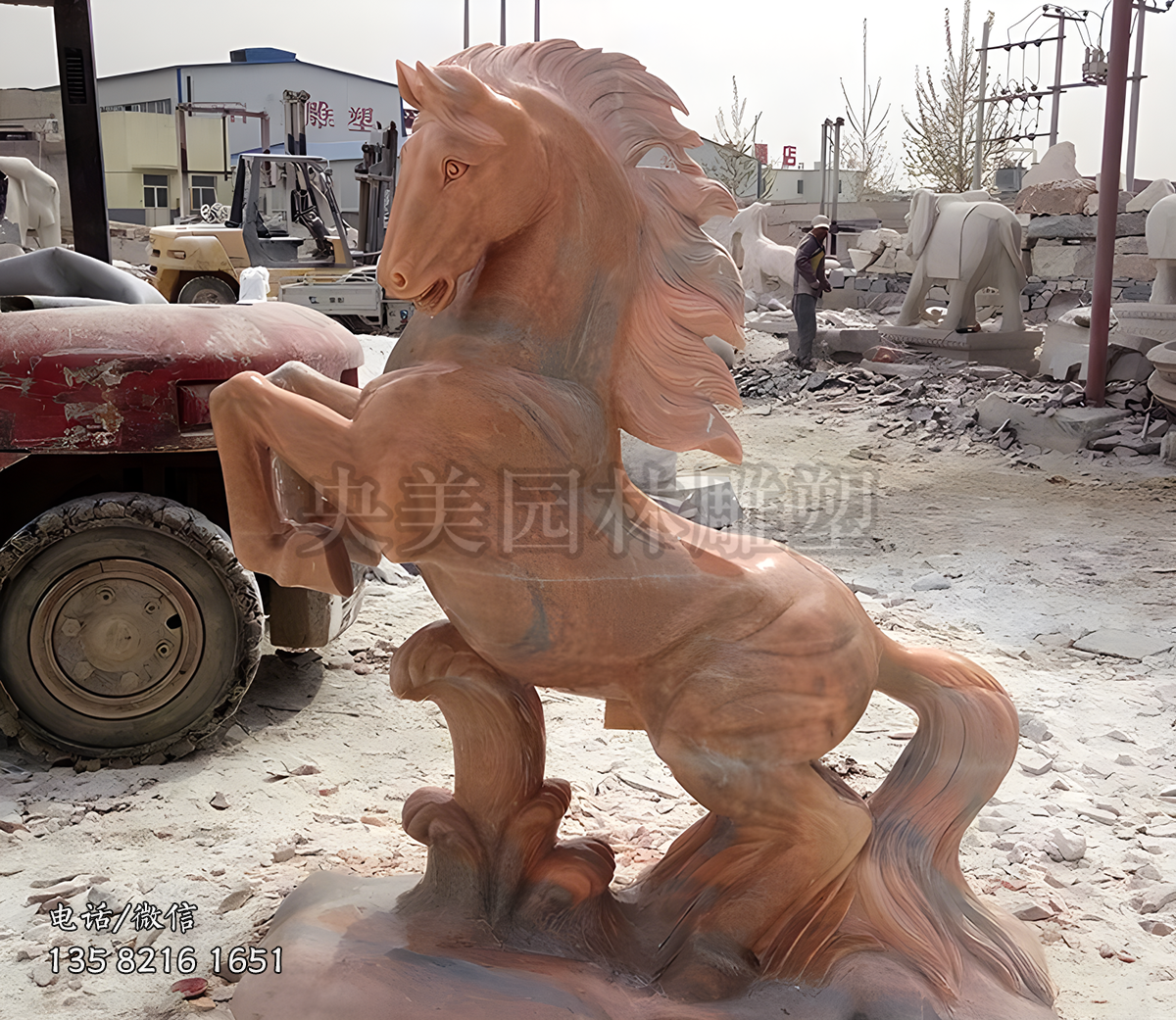 午馬晚霞紅景觀生肖動(dòng)物雕塑
