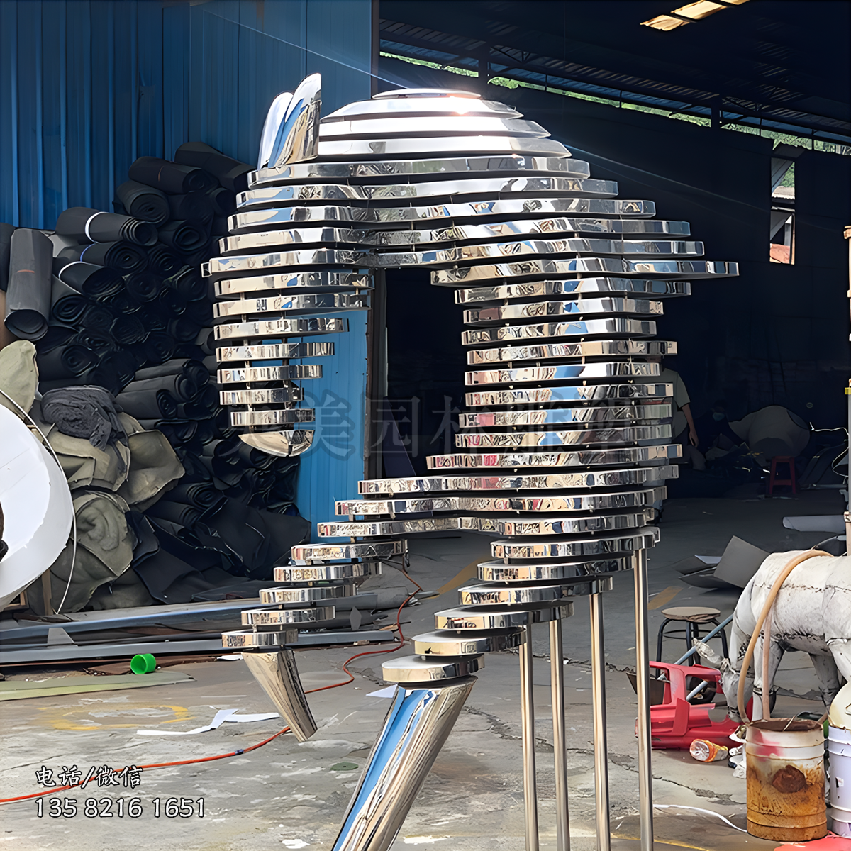 截面拼裝不銹鋼創(chuàng)意馬頭雕塑擺件