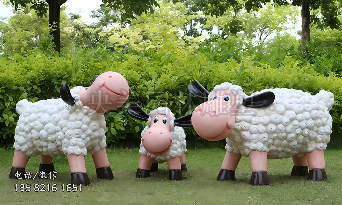 玻璃鋼卡通肖恩羊雕塑