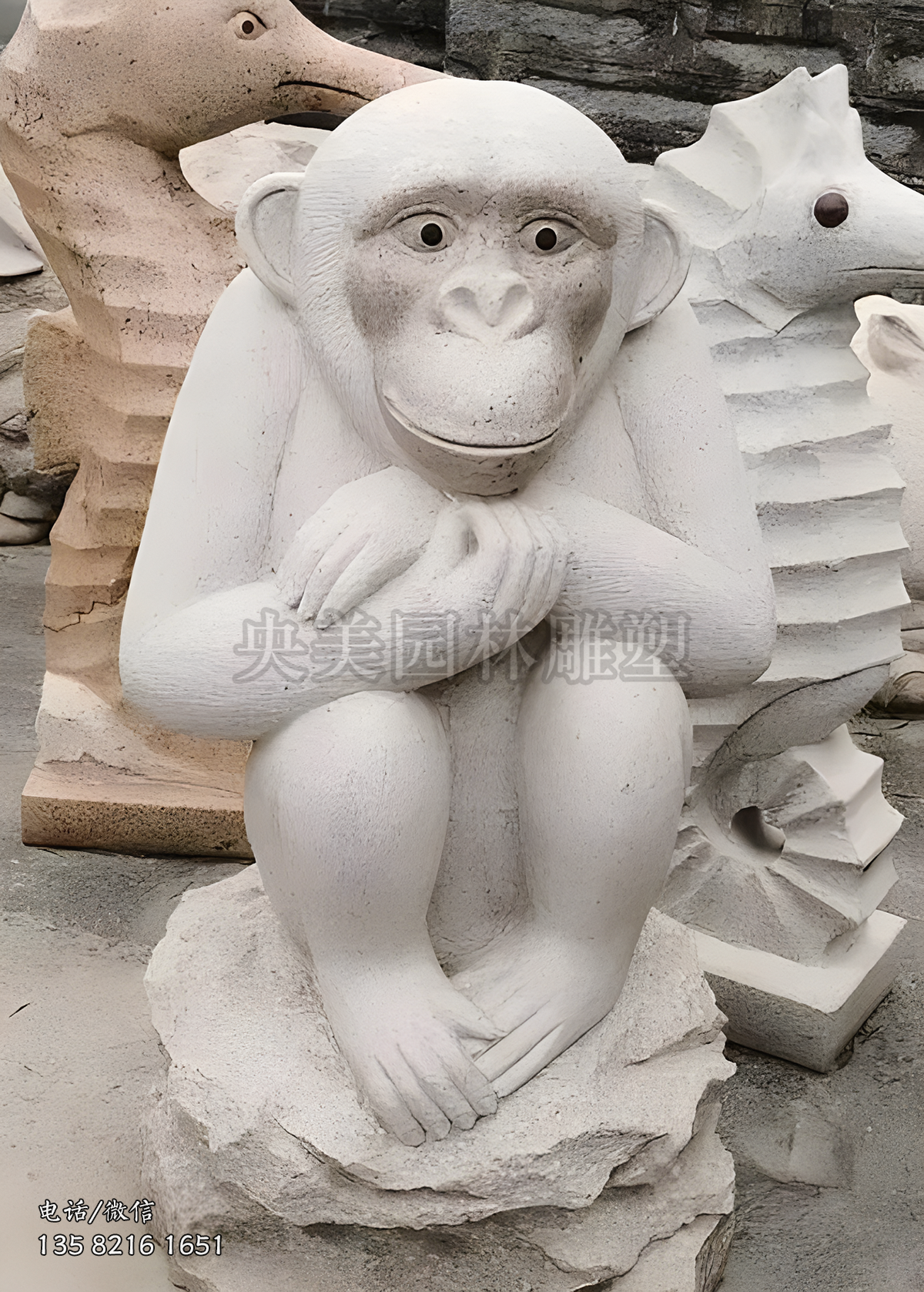 申猴花崗巖猴子石雕