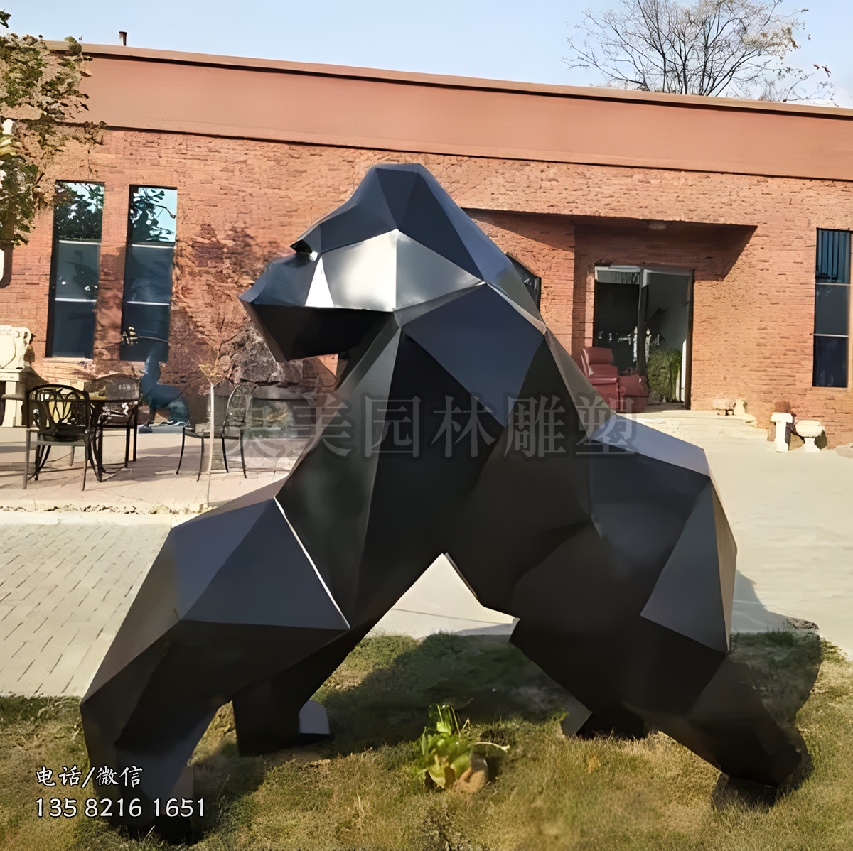 不銹鋼切面大猩猩雕塑