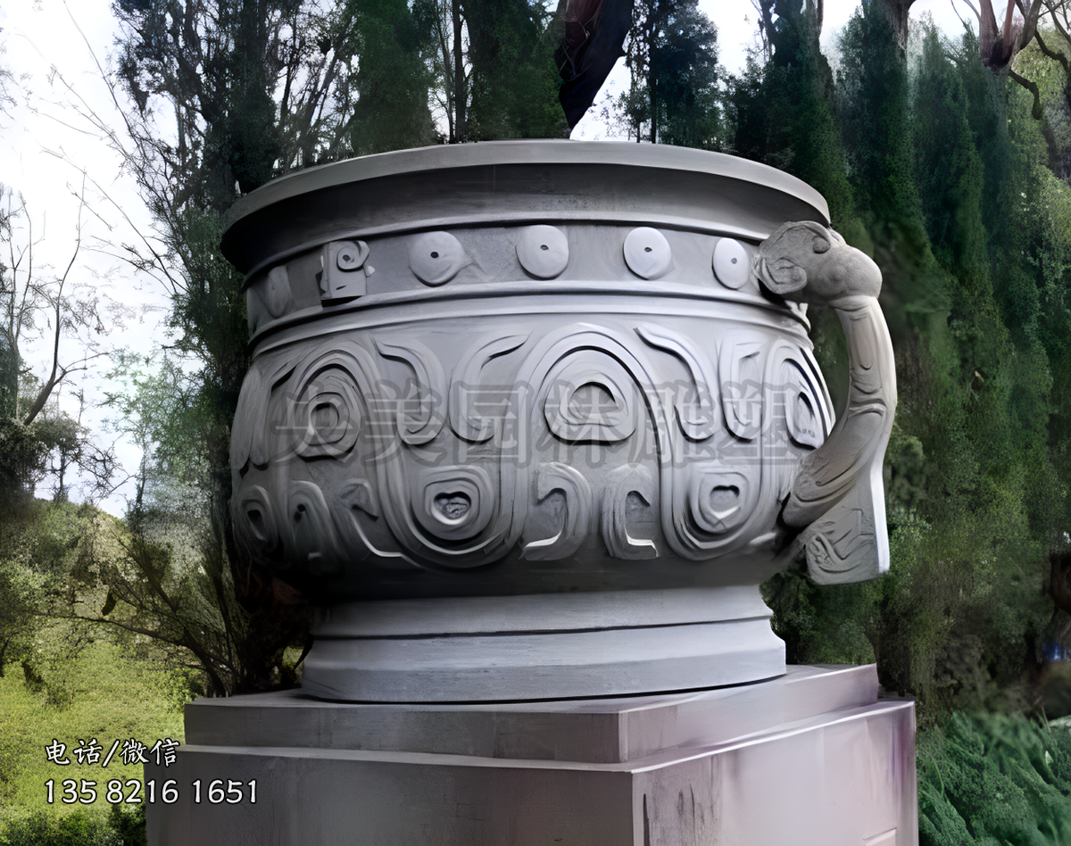 鼎型石雕景觀擺件
