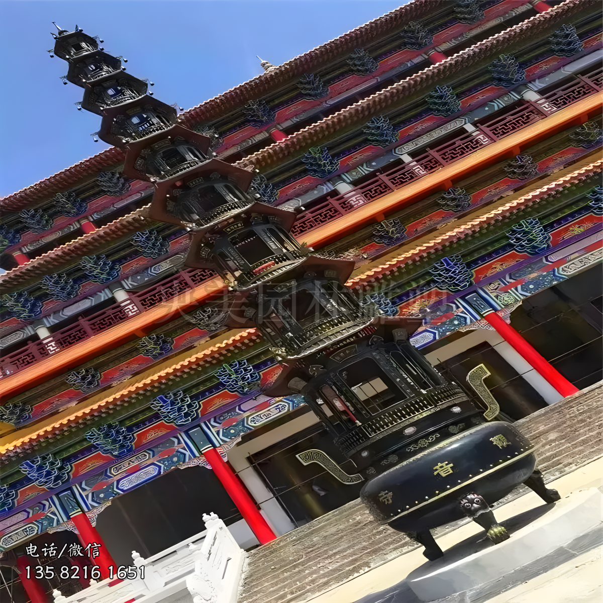 鑄鐵寺廟多層焚香爐