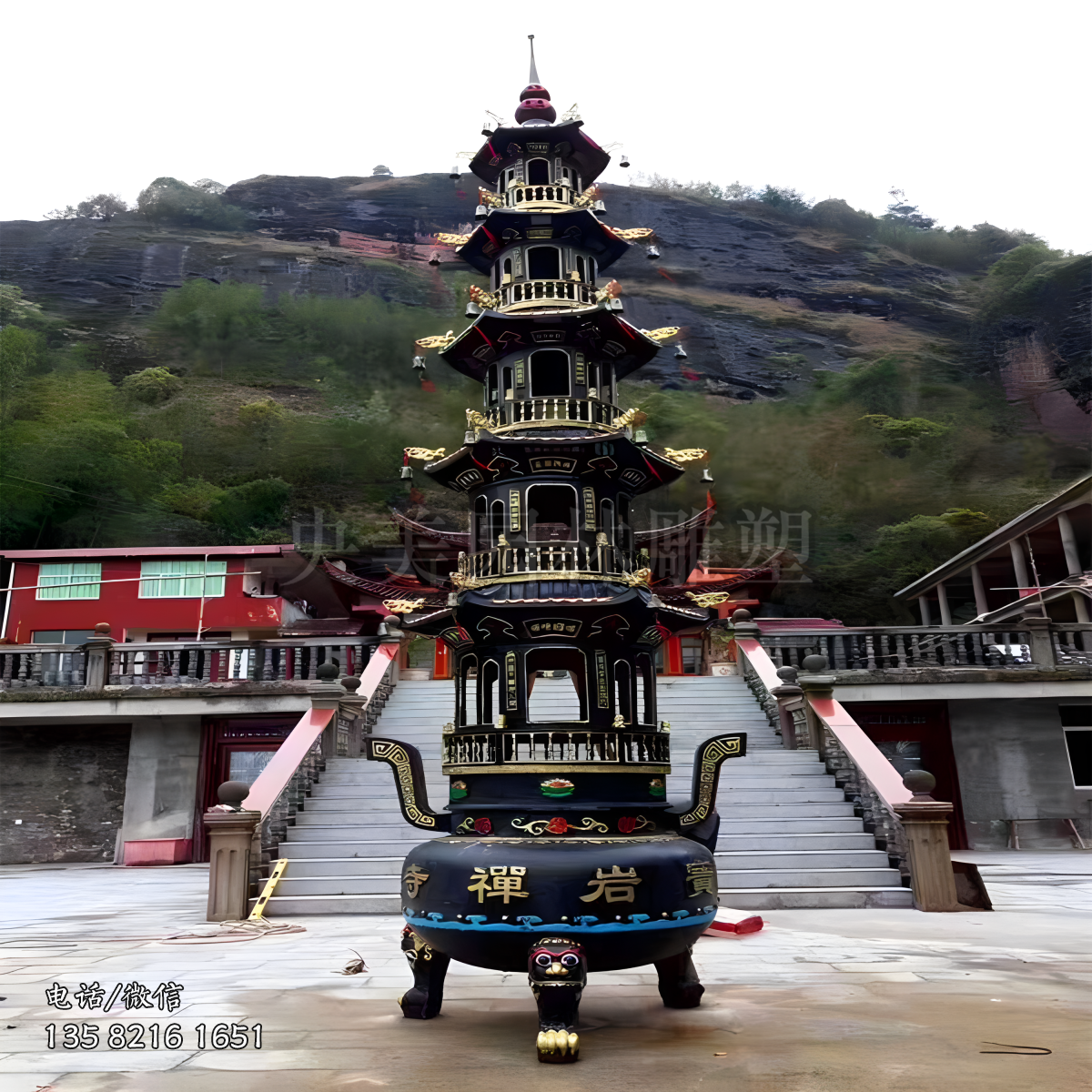 鑄鐵高層焚香爐雕塑