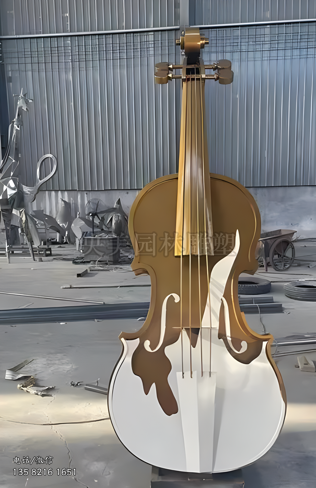 不銹鋼大提琴雕塑擺件