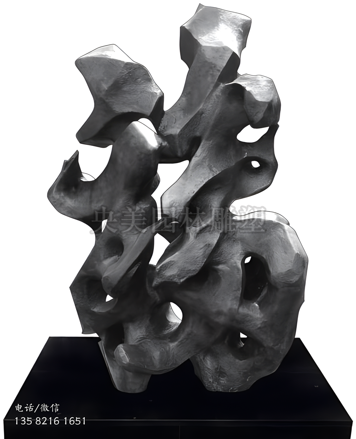 不銹鋼福字假山造型雕塑擺件