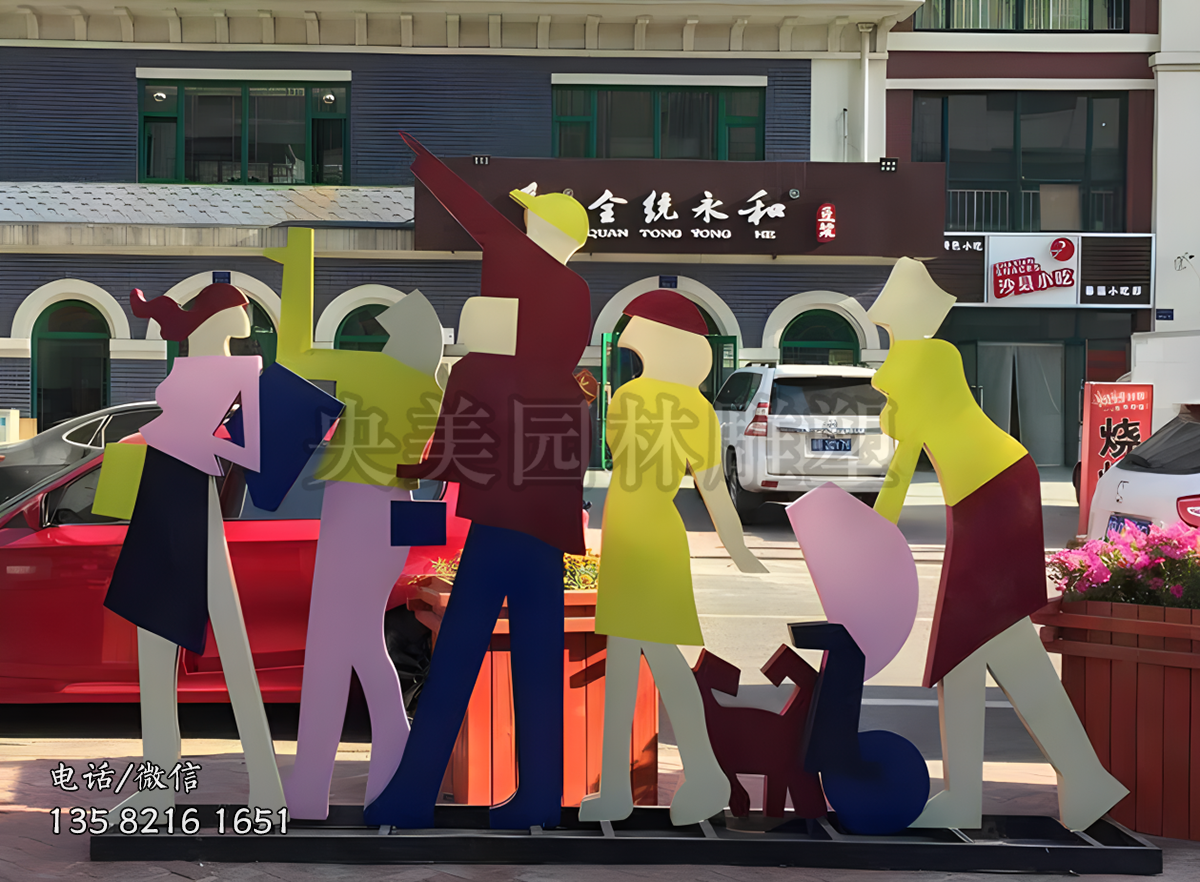 抽象剪影購(gòu)物人物雕塑擺件