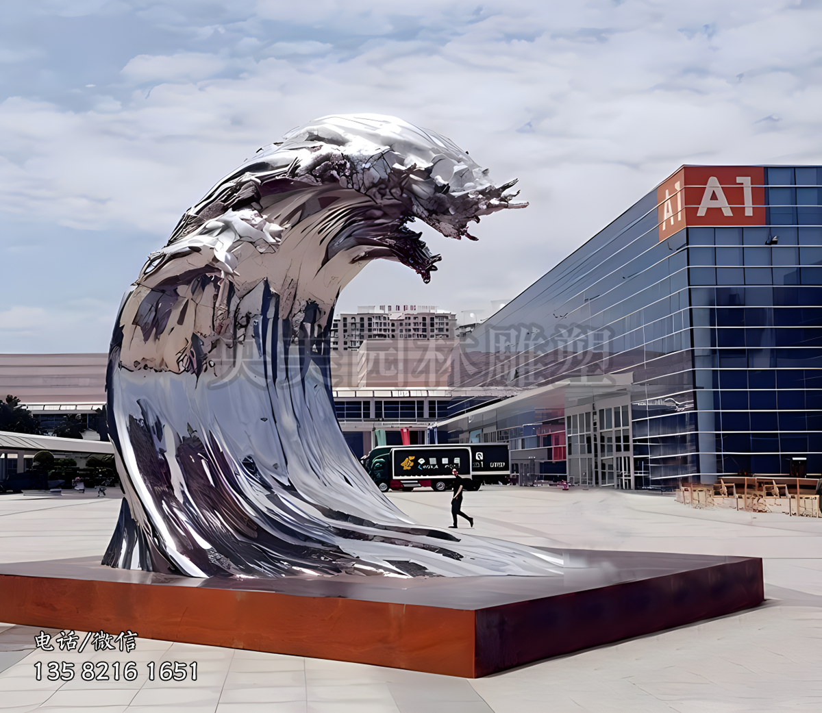 巨型海浪不銹鋼景觀雕塑