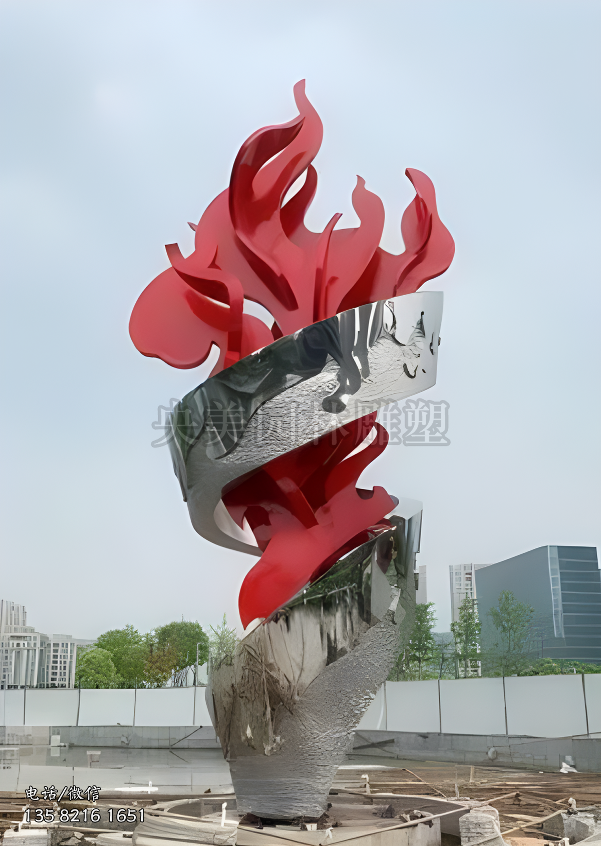 抽象不銹鋼火苗，火炬造型不銹鋼景觀雕塑