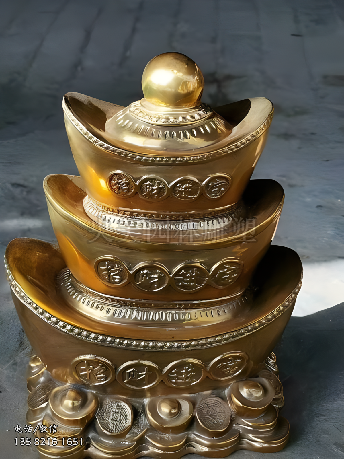 招財(cái)進(jìn)寶元寶聚寶盆銅雕