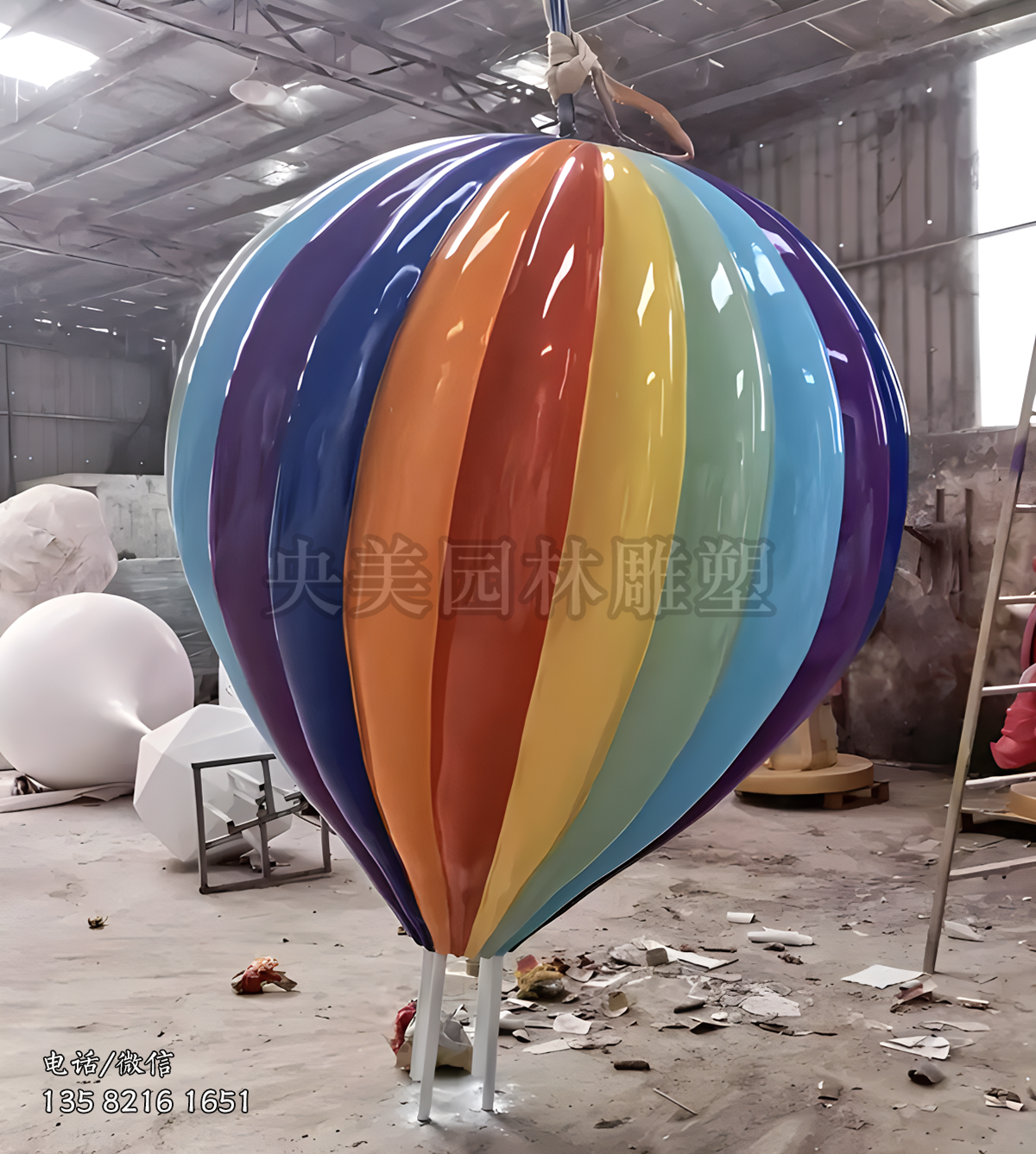 七彩熱氣球雕塑擺件