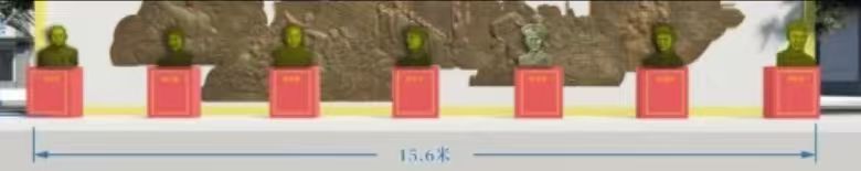 人物胸像尺寸和示意圖 底座:90cm*50cm寬；人像高120cm